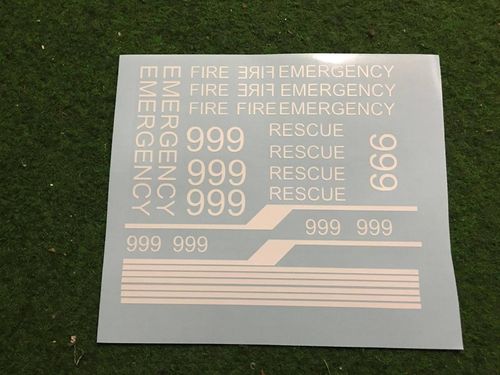 Aufkleber Bogen Emergency 999 weiß