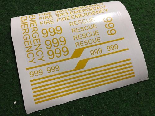 Aufkleber Bogen Emergency 999 gelb